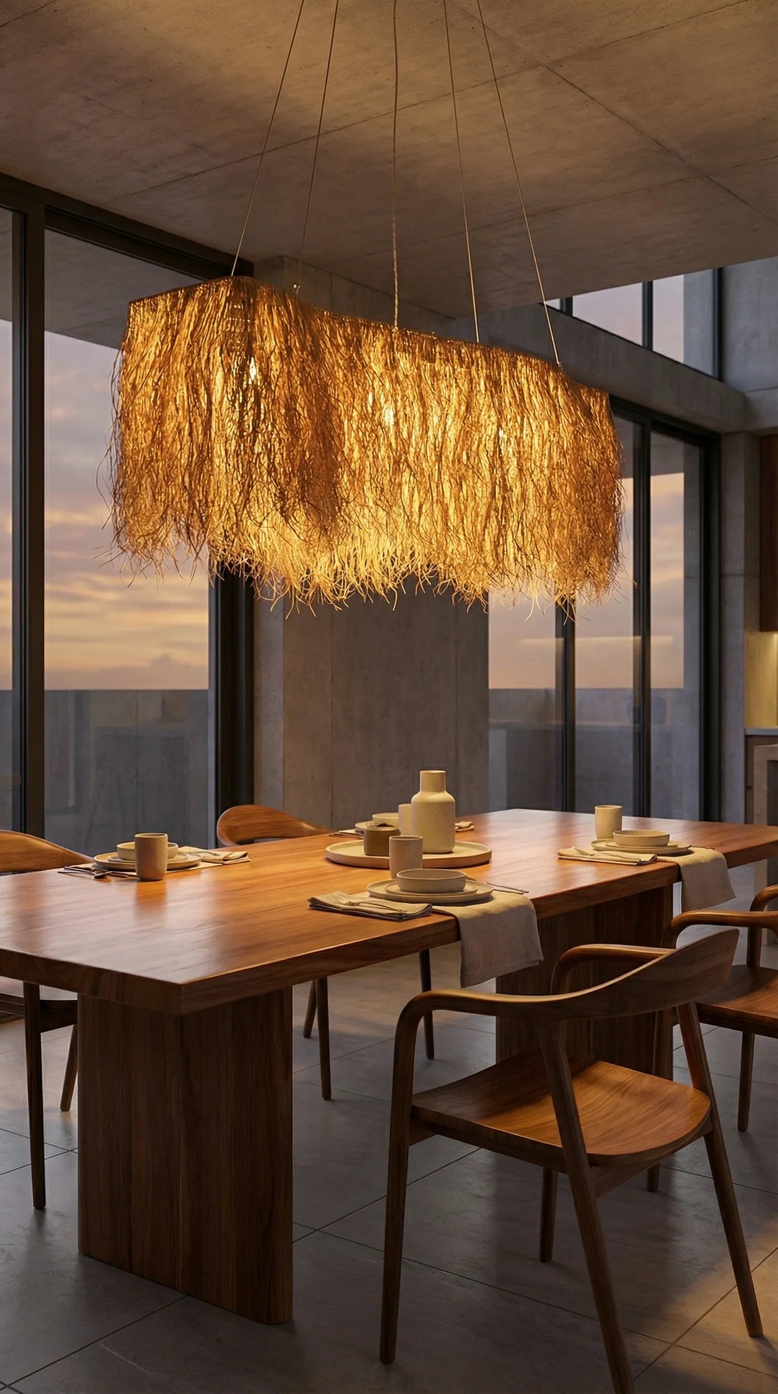 Luminária Pendente Fio de Buriti Orgânica Grande - MMassuci