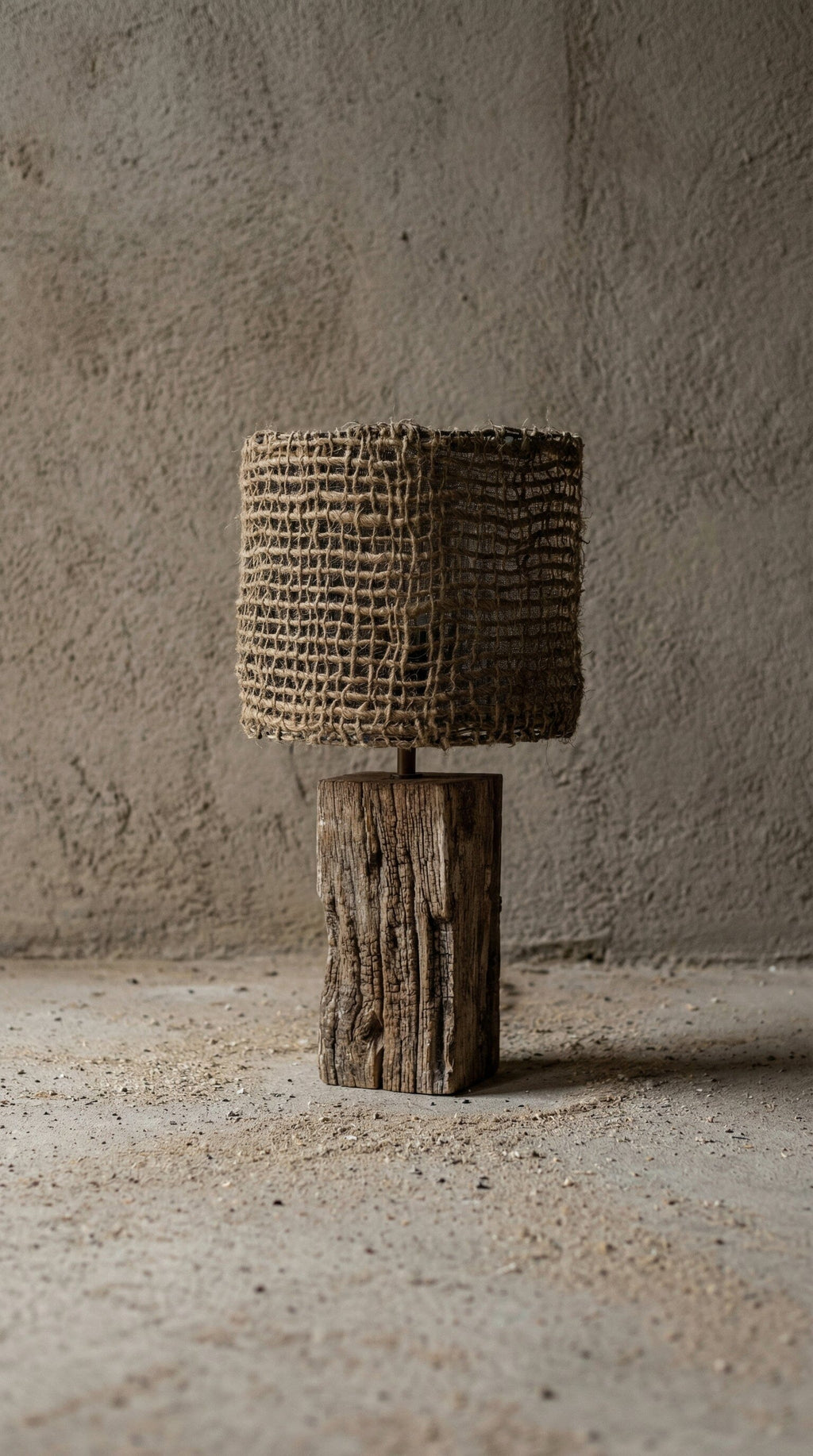 Abajur Madeira e Juta Monólito Luminárias MMassuci 