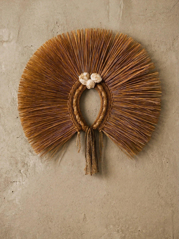 Adorno Parede Cocar Palha e Concha