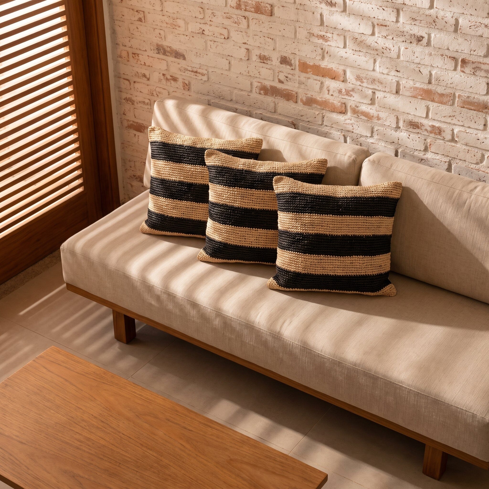 Almofada Sisal Preto & Natural Móveis Ateliê MMassuci 