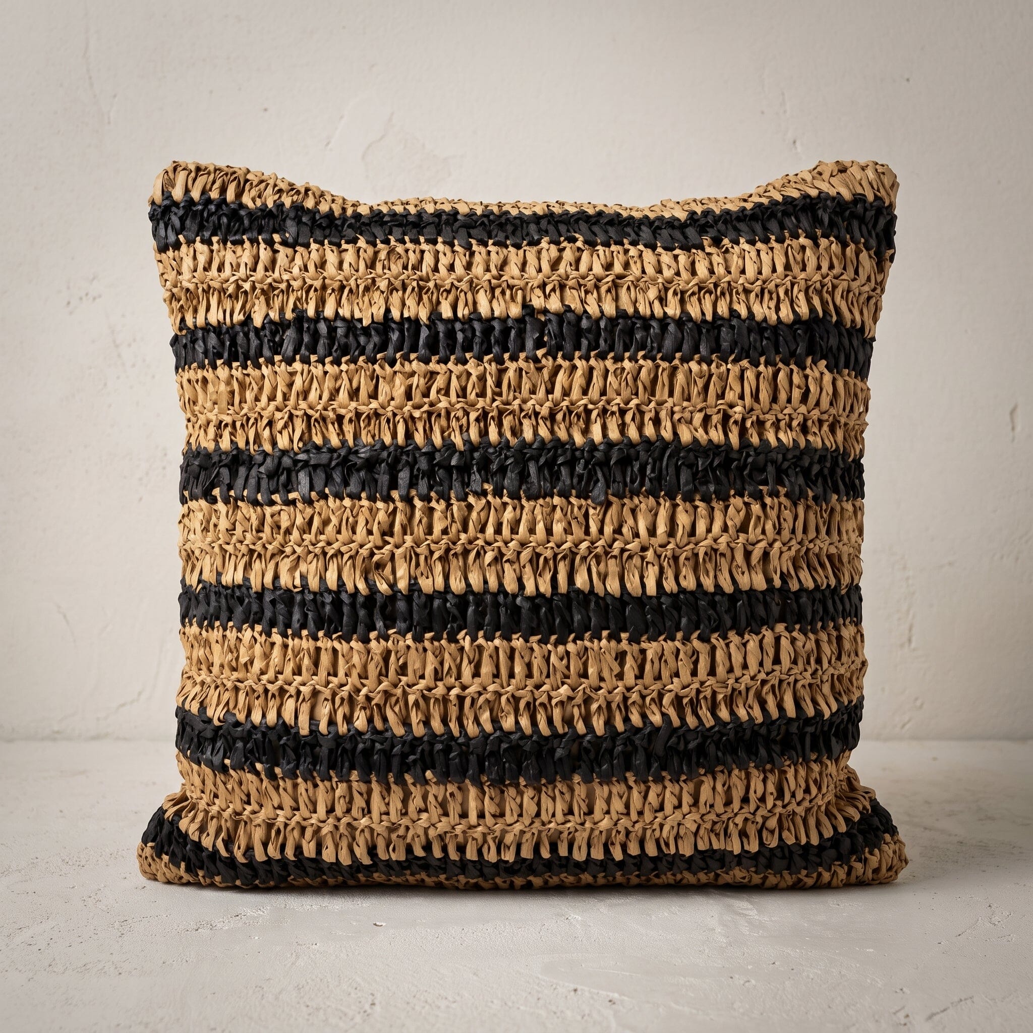 Almofada Sisal Preto & Natural Móveis Ateliê MMassuci Quadrado 