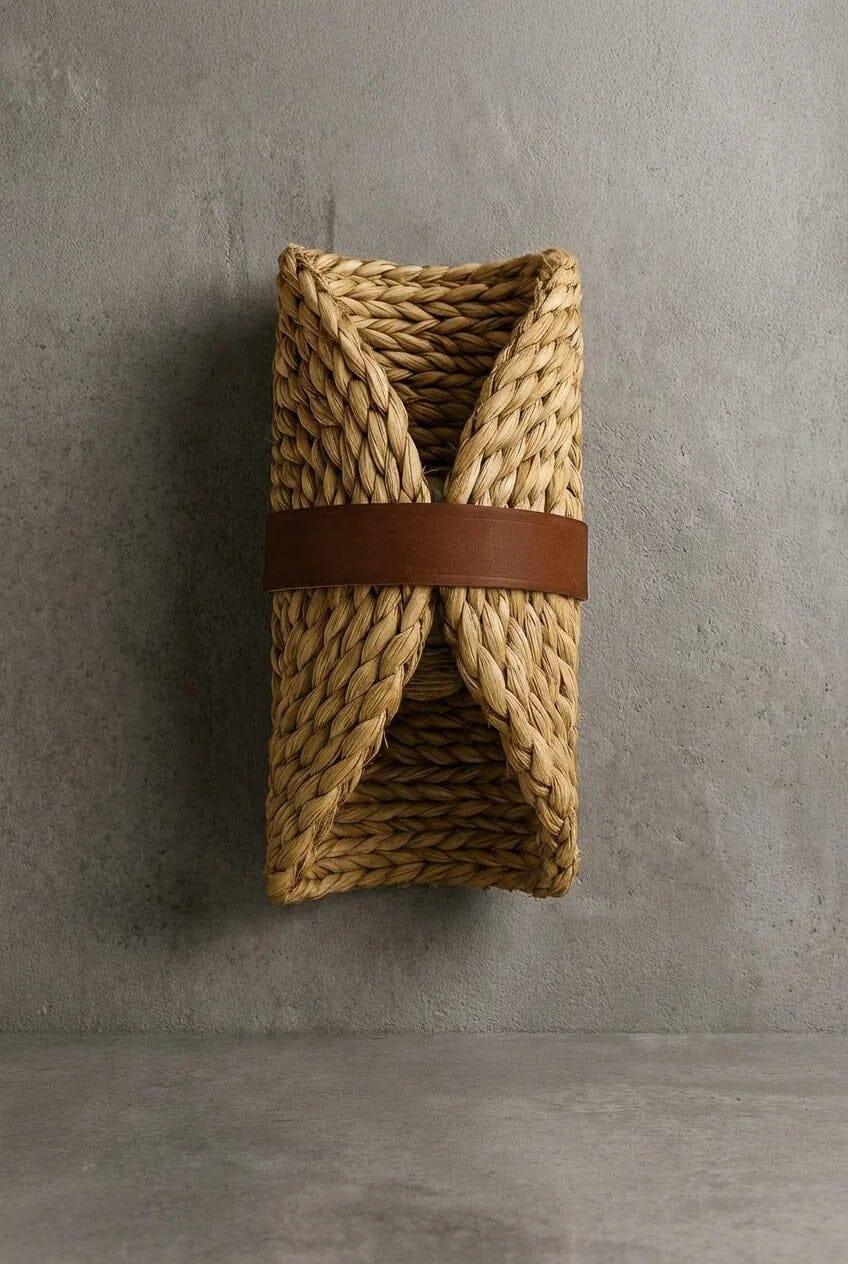 Arandela Palha de Taboa Couro - Ateliê MMassuci