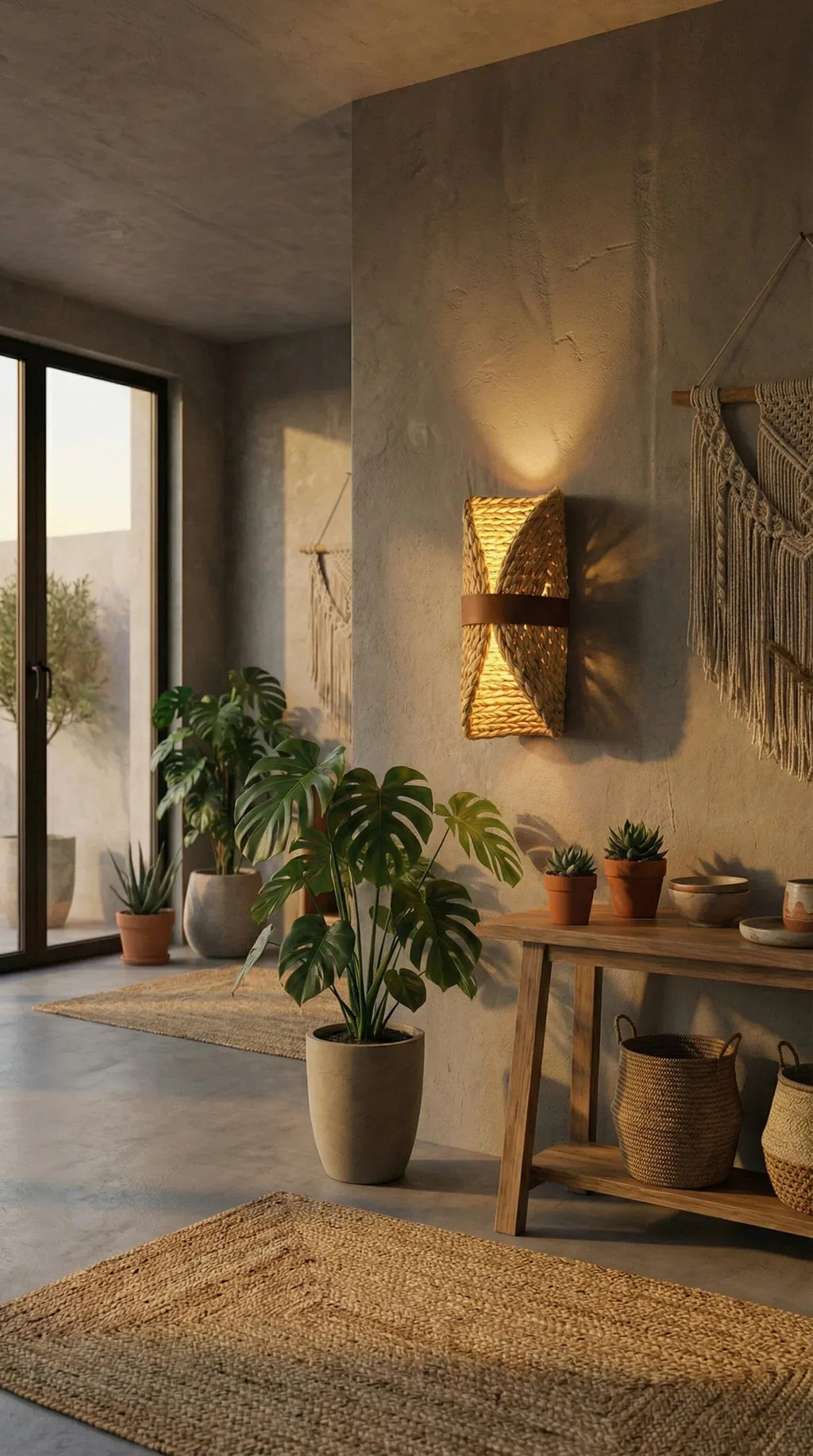 Arandela Palha de Taboa Couro - Ateliê MMassuci