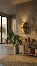 Arandela Palha de Taboa Couro - Ateliê MMassuci