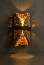 Arandela Palha de Taboa Couro - Ateliê MMassuci