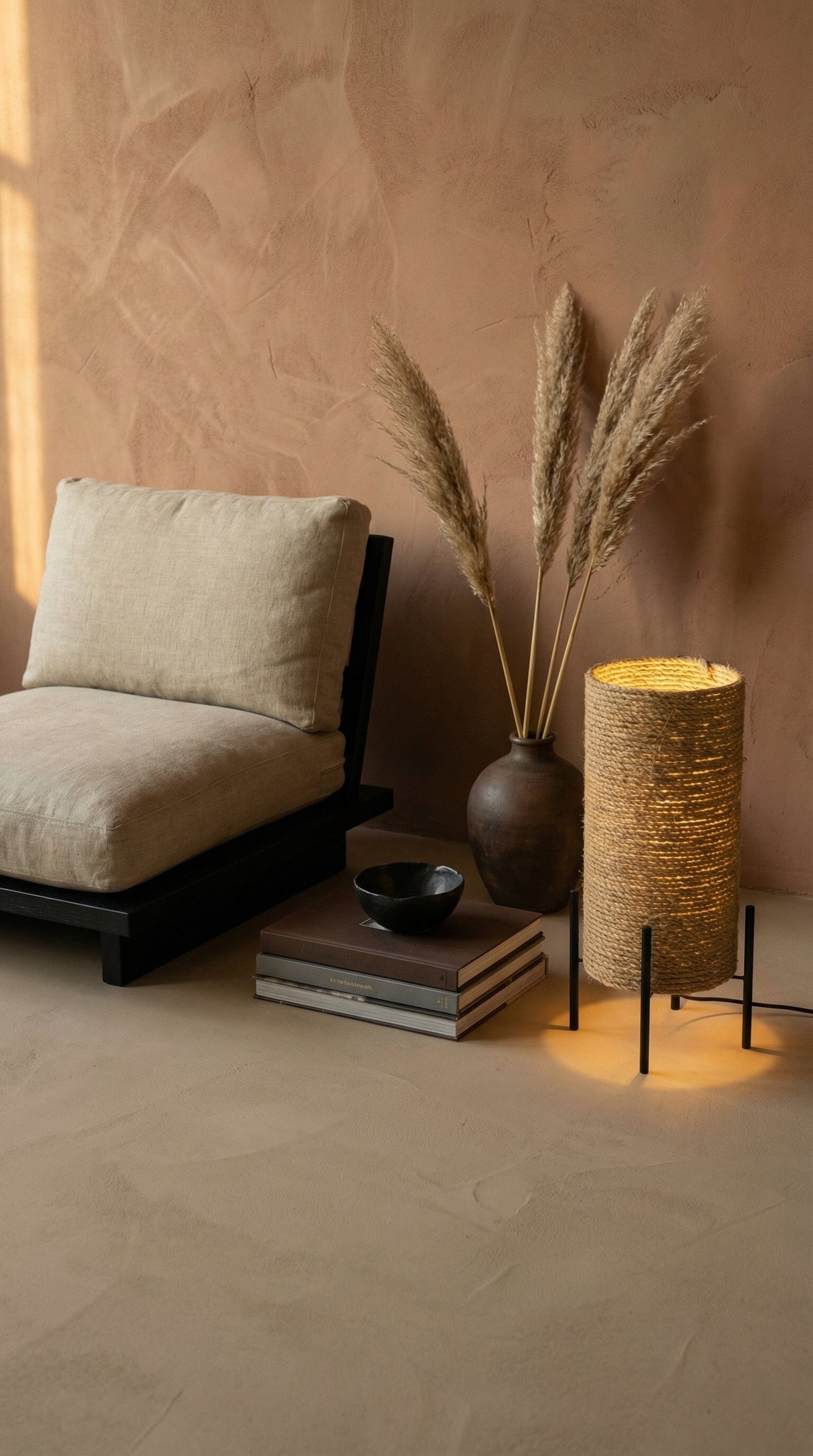 Luminária Chão Carretel Sisal Luminárias MMassuci 