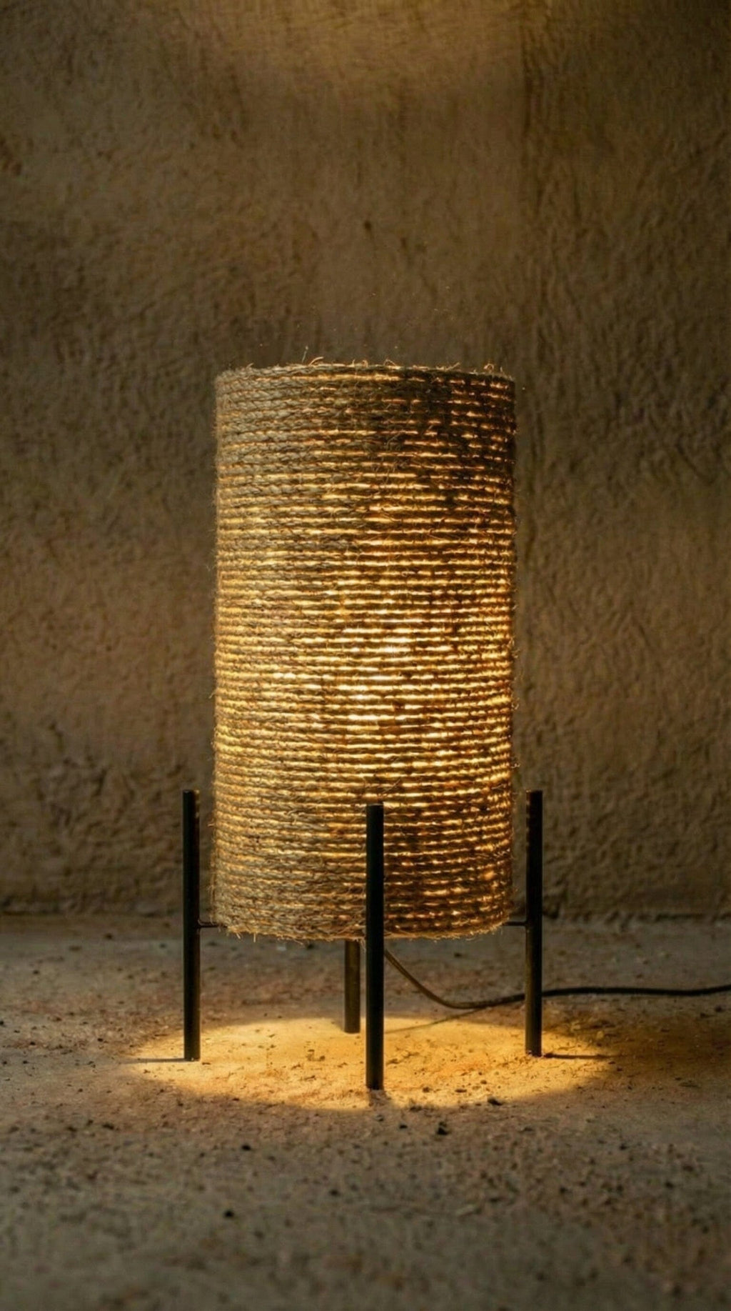 Luminária Chão Carretel Sisal Luminárias MMassuci 