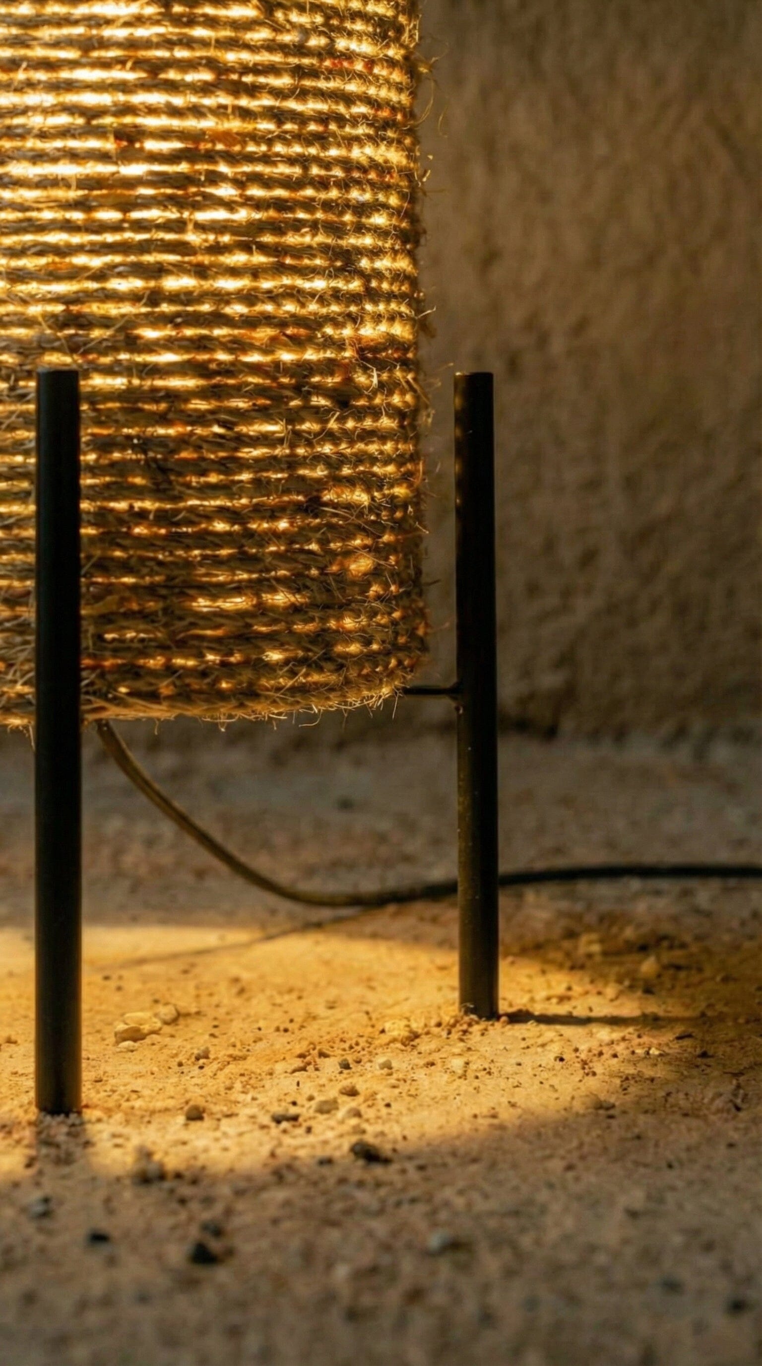 Luminária Chão Carretel Sisal Luminárias MMassuci 