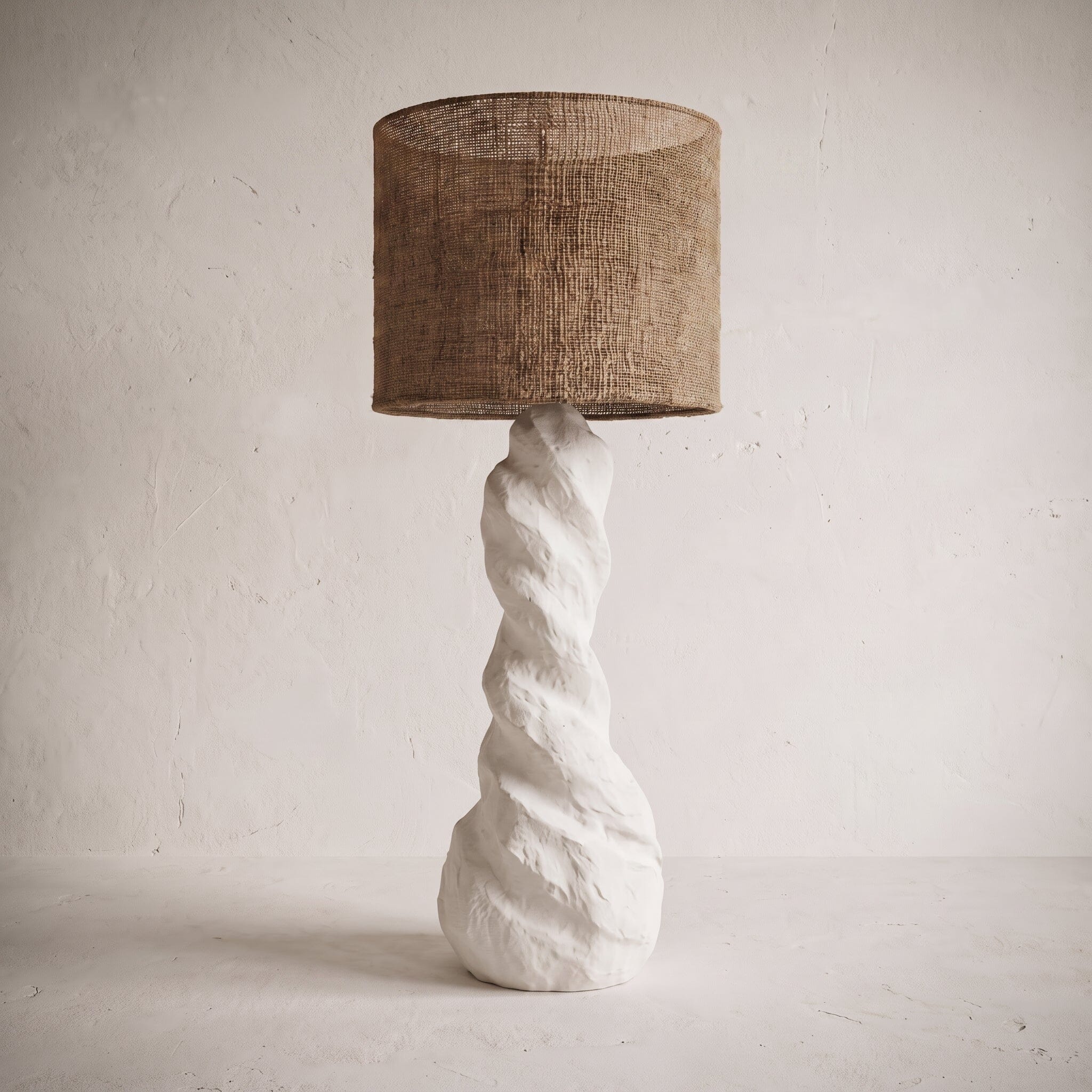 Luminária Chão Cerâmica Fria e Juta Luminárias Ateliê MMassuci 150cm x 40cm 