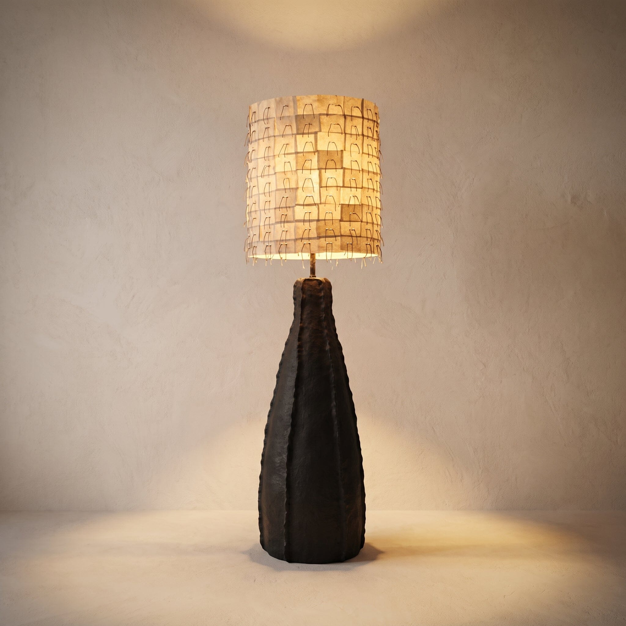 Luminária Chão Cerâmica Fria e Juta Pico Luminárias Ateliê MMassuci 