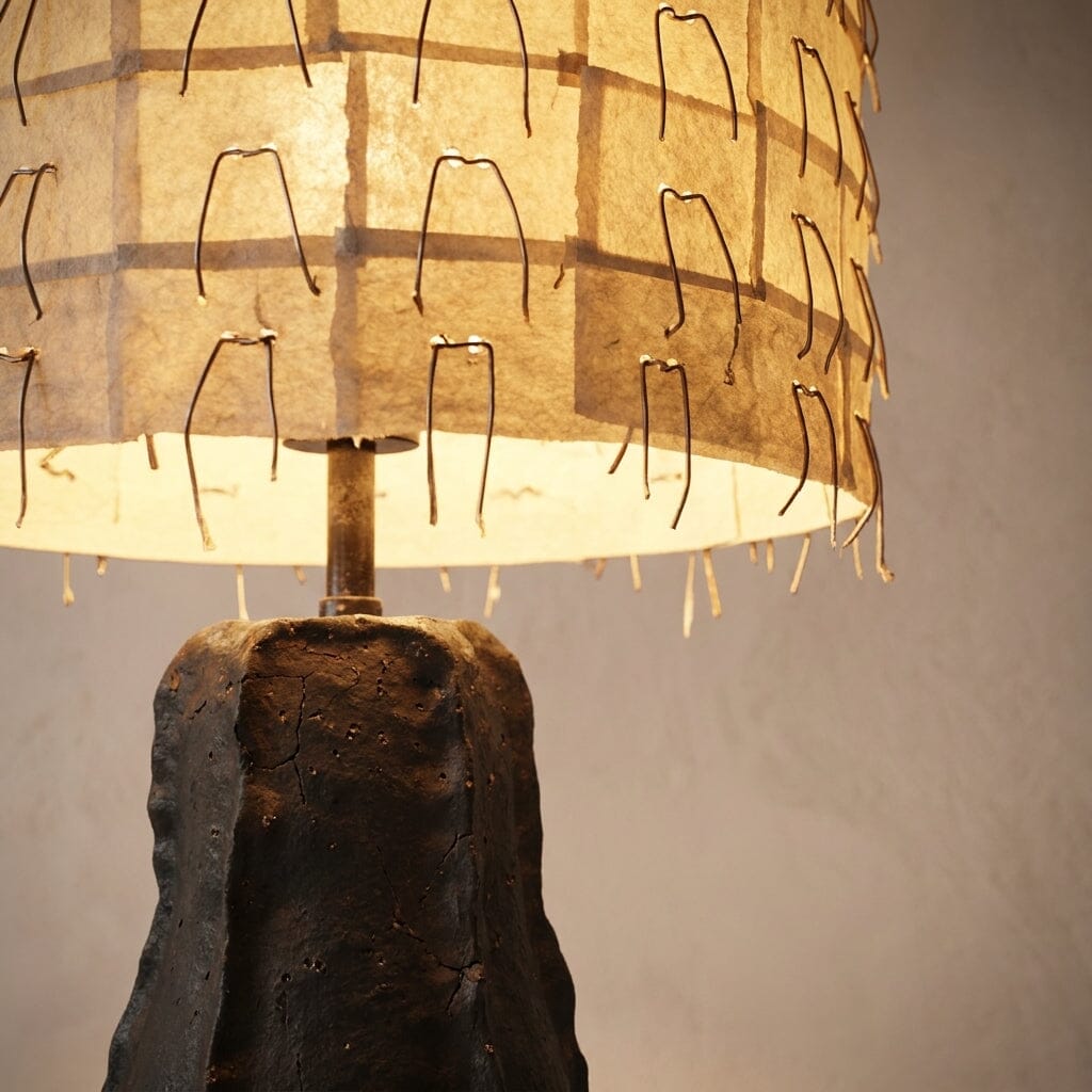 Luminária Chão Cerâmica Fria e Juta Pico Luminárias Ateliê MMassuci 