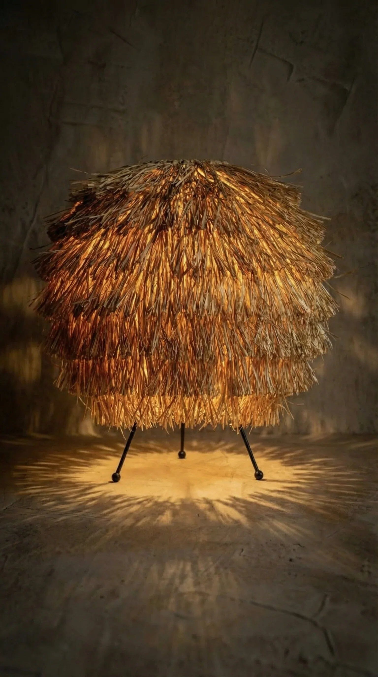 Luminária Chão Globo Palha Luminárias MMassuci 