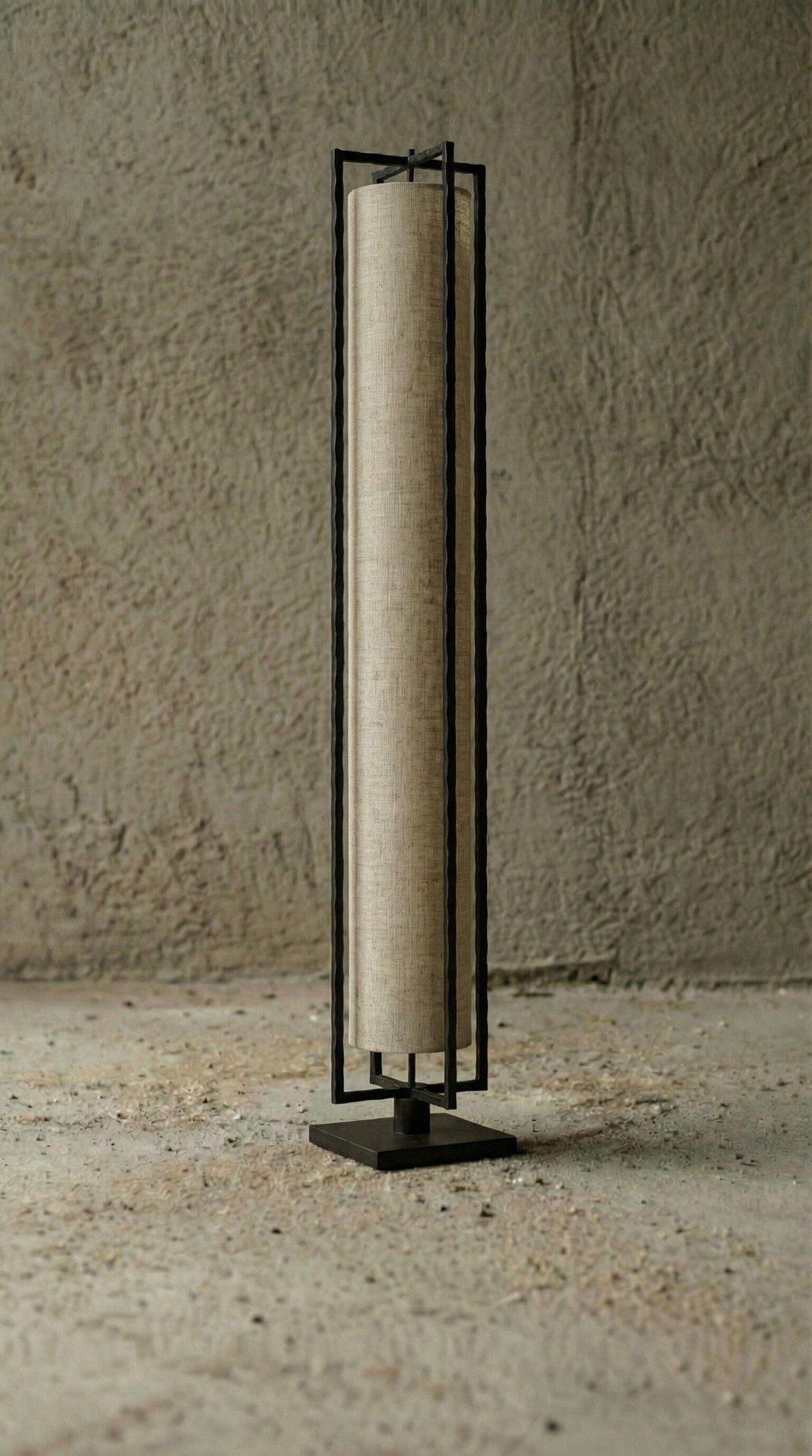 Luminária Chão Prisma Linho Luminárias MMassuci Bege 120cm 