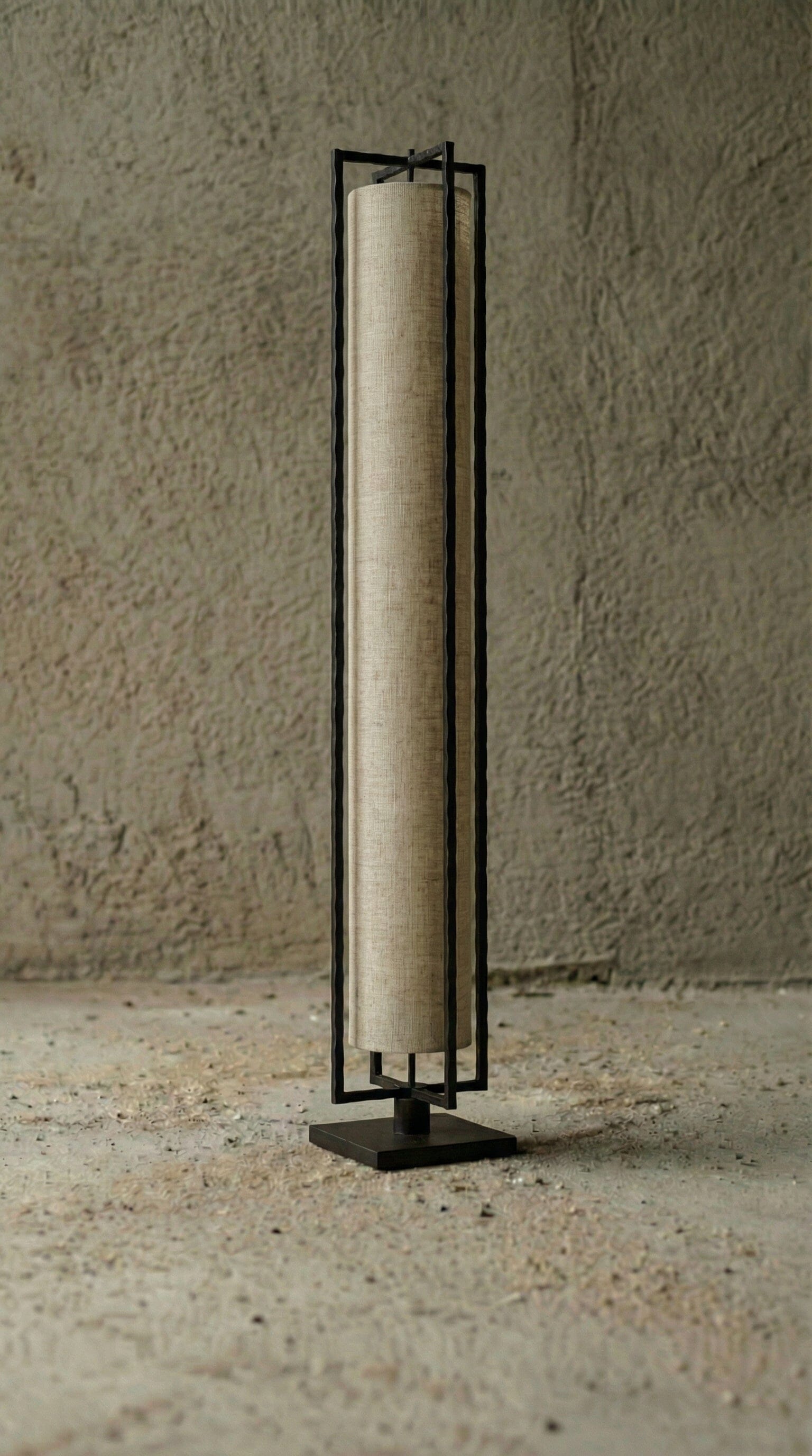 Luminária Chão Prisma Linho Luminárias MMassuci Bege 120cm 