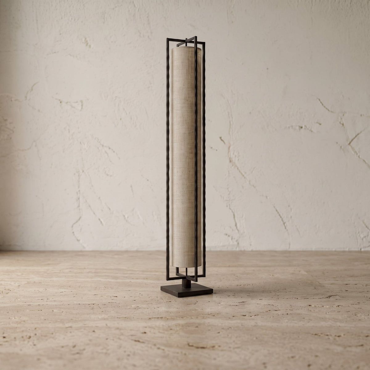 Luminária Chão Prisma Linho Luminárias MMassuci Bege 120cm 