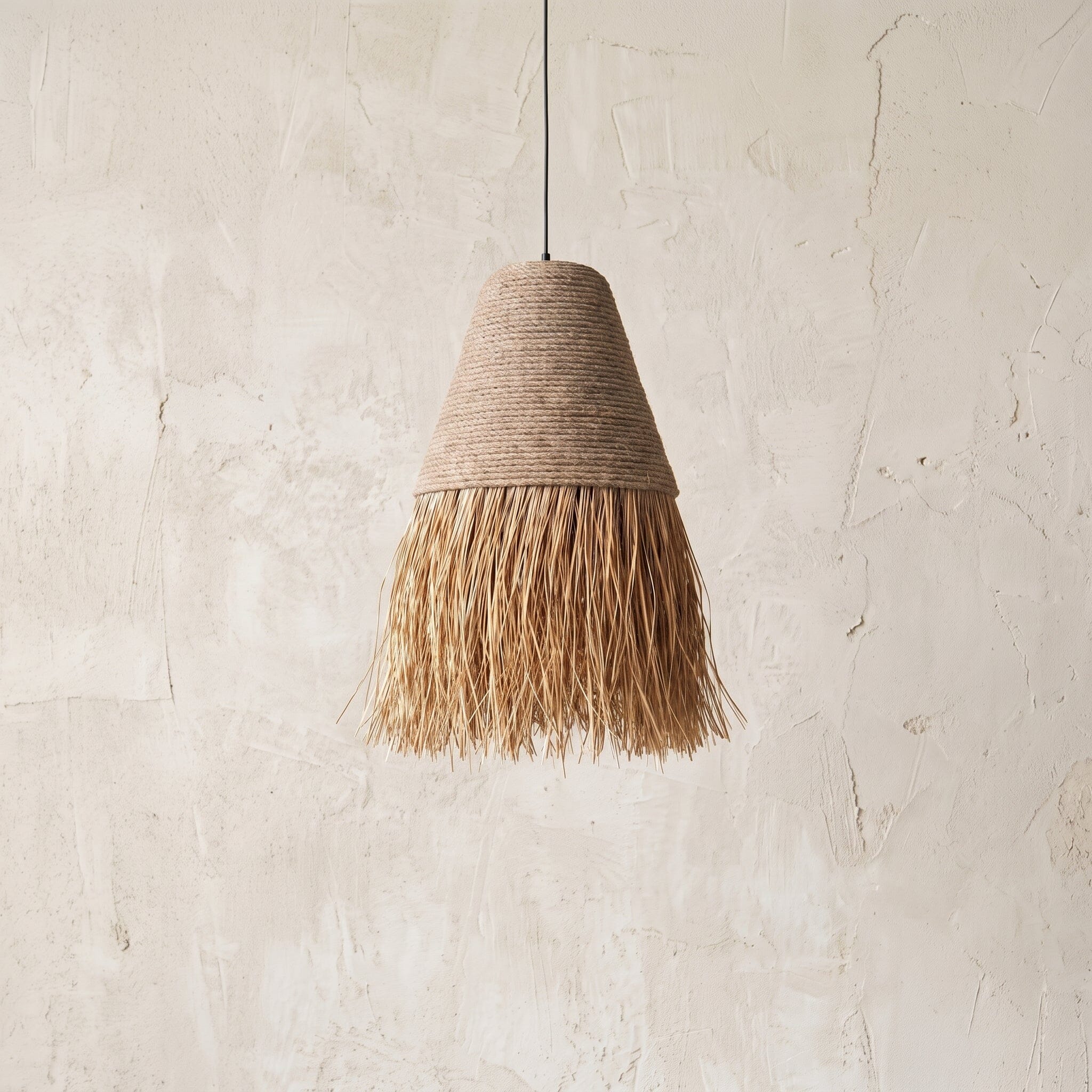 Luminária Pendente Cerrado Juta e Palha Luminárias MMassuci 25cm 