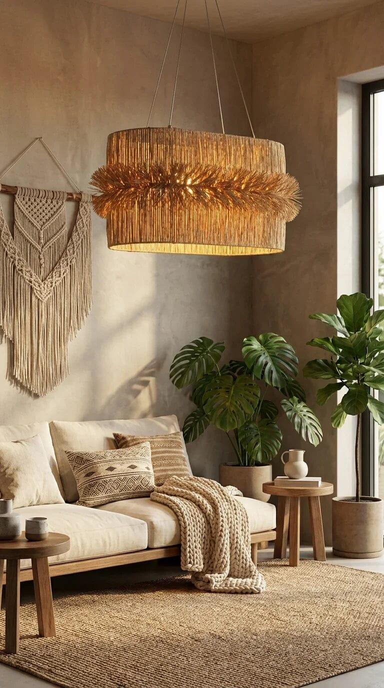 Luminária Pendente Fio de Buriti Aura Oval - Ateliê MMassuci