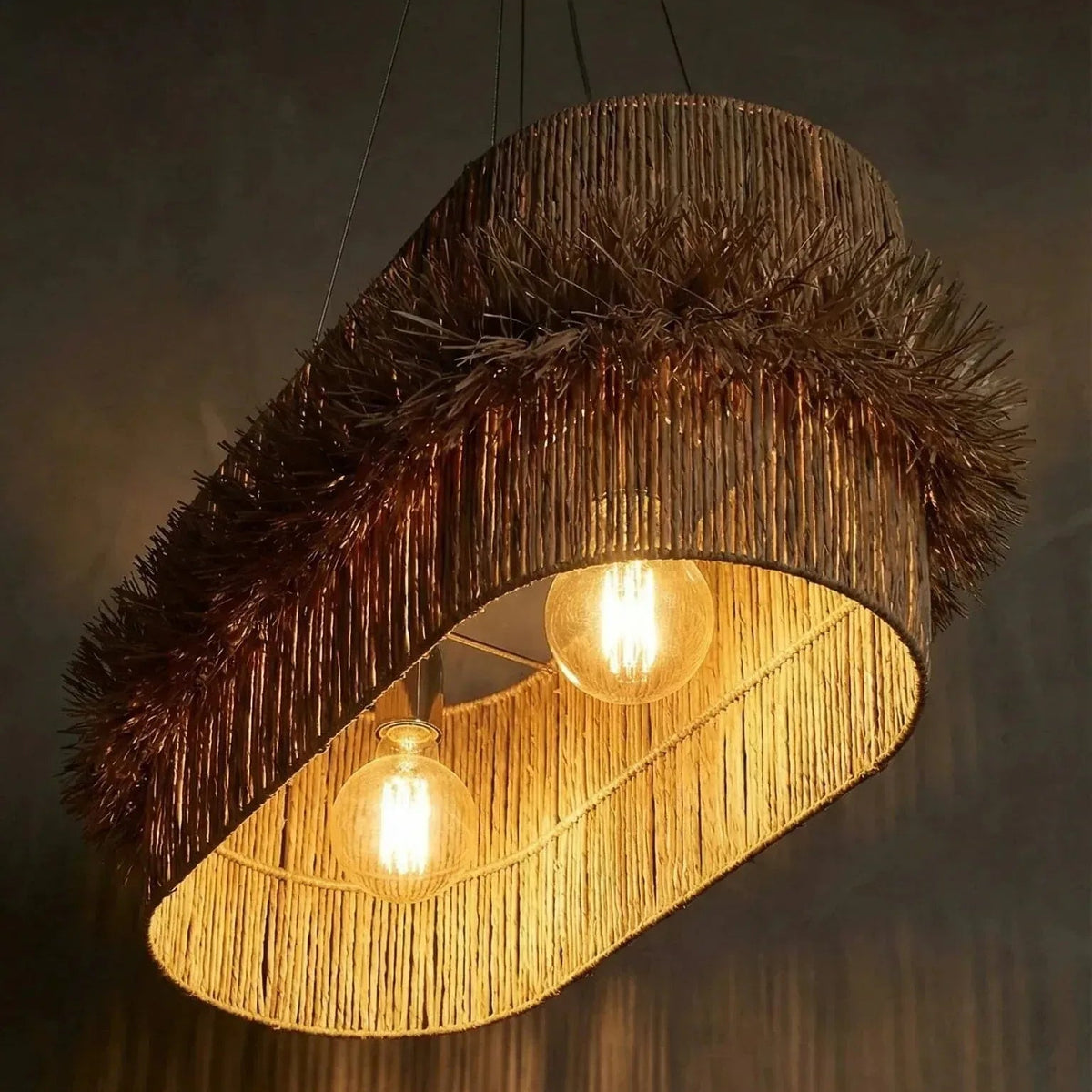 Luminária Pendente Fio de Buriti Aura Oval - Ateliê MMassuci