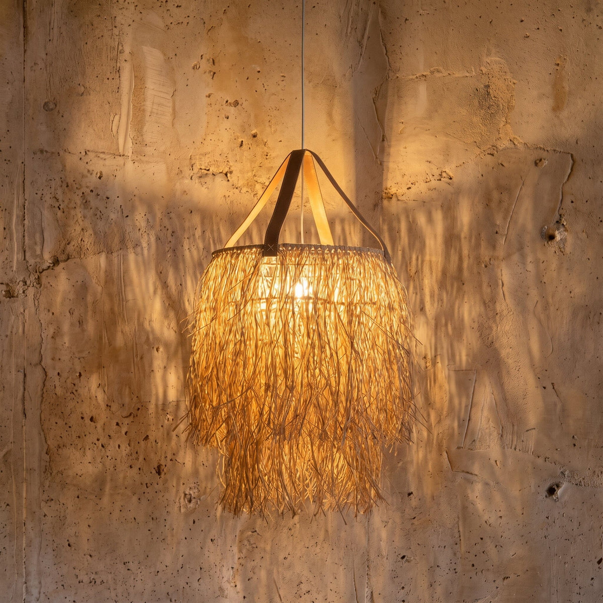 Luminária Pendente Fio de Buriti Cascata Luminárias MMassuci 