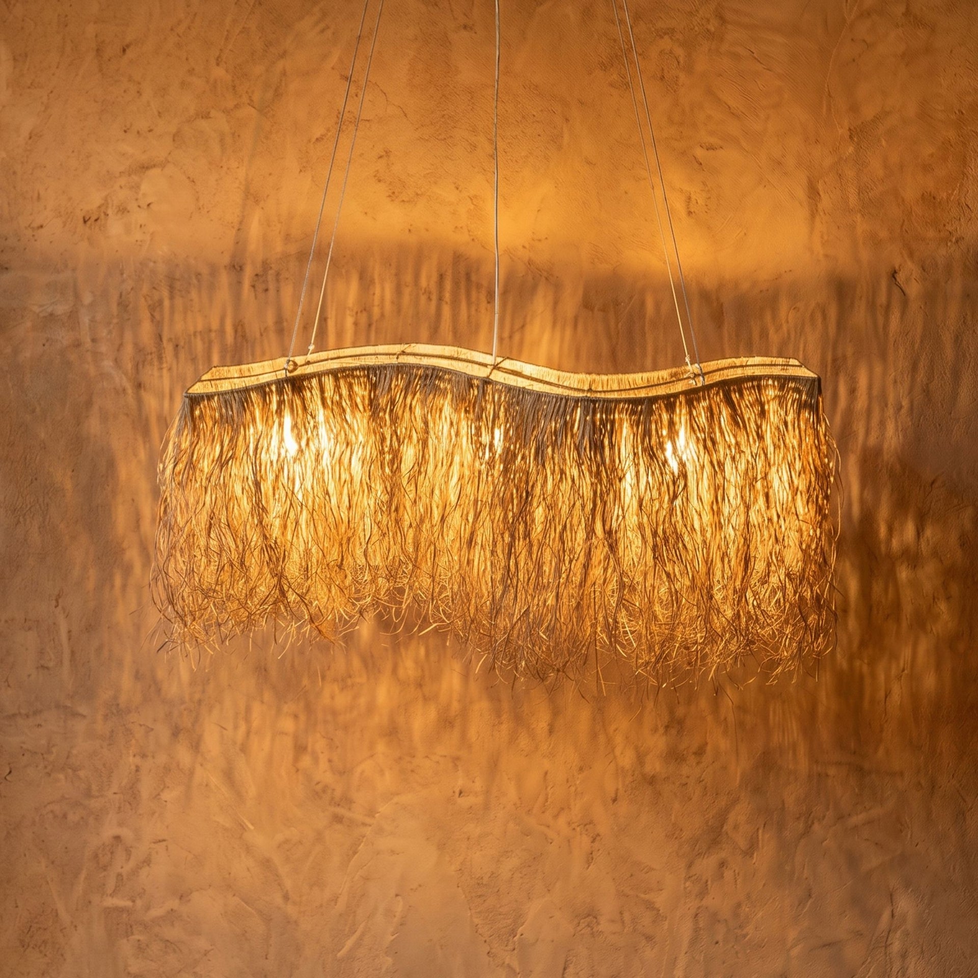 Luminária Pendente Fio de Buriti Orgânica Luminárias MMassuci 