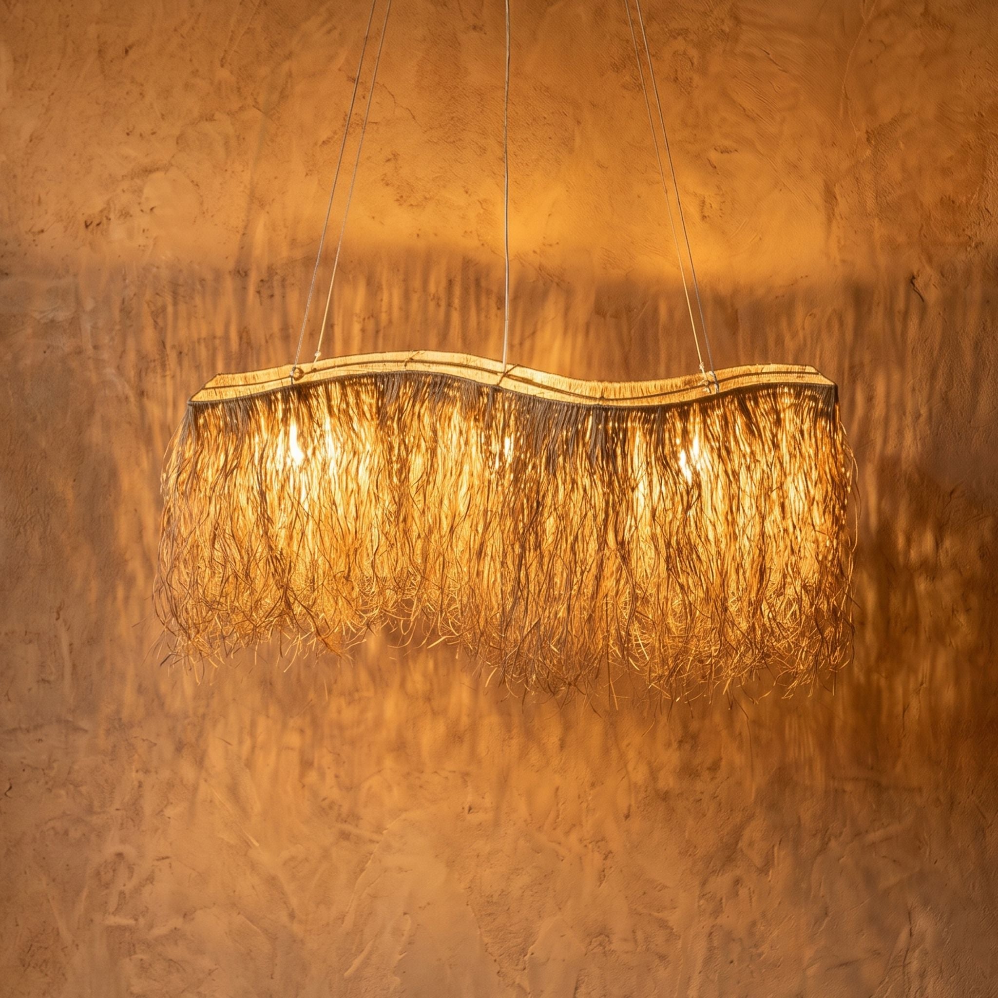Luminária Pendente Fio de Buriti Orgânica Luminárias MMassuci 