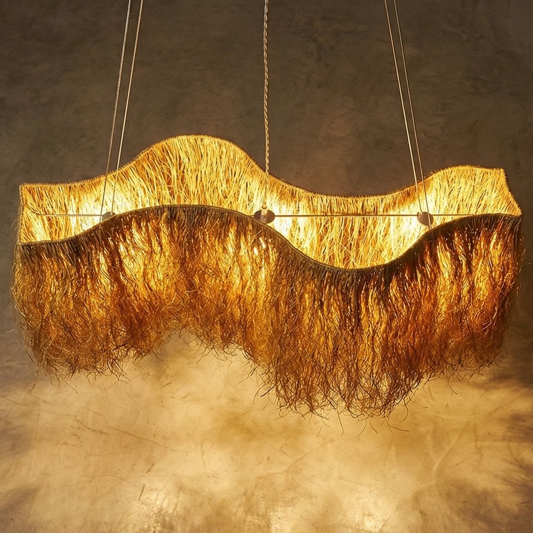 Luminária Pendente Fio de Buriti Orgânica Luminárias MMassuci 