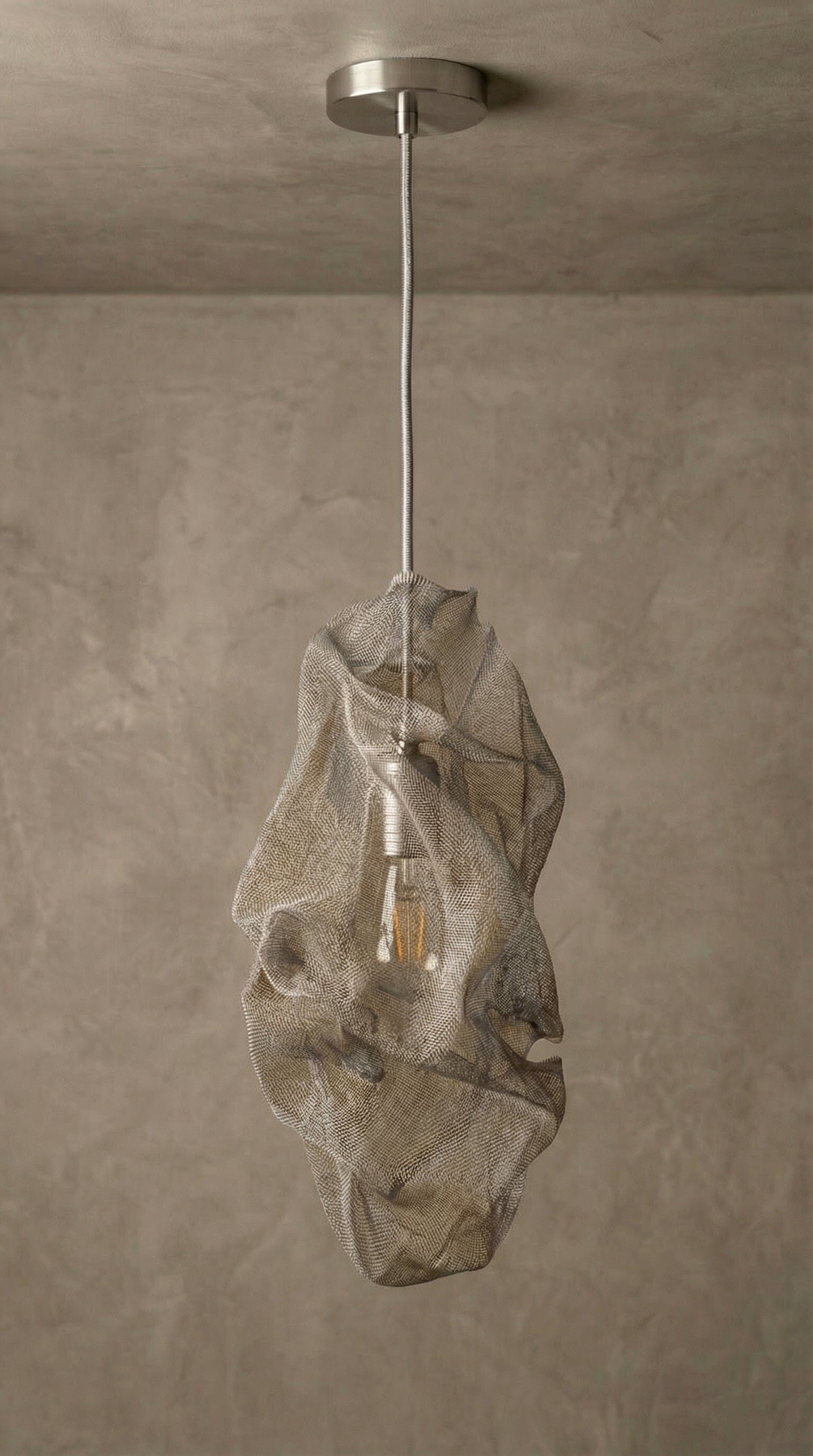 Luminária Pendente Flow Casulo Luminárias MMassuci Prata 20cm 