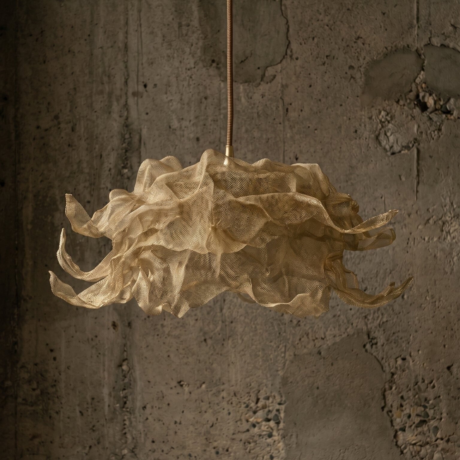 Luminária Pendente Flow Luminárias MMassuci 60cm diâmetro Dourada 