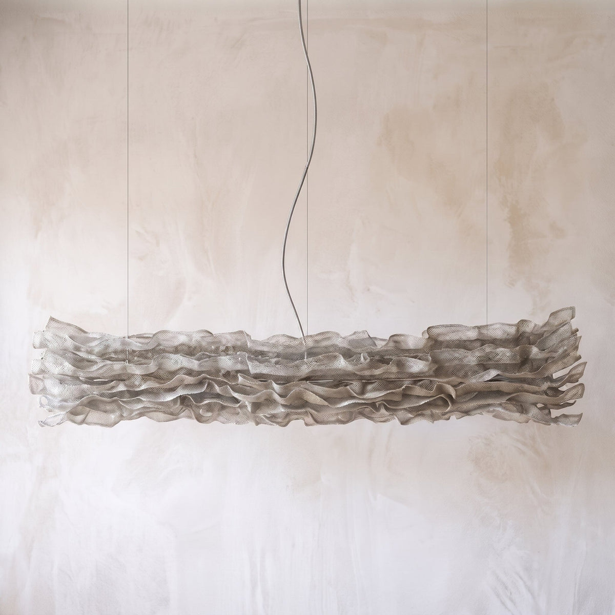 Luminária Pendente Flow Retangular Luminárias MMassuci Prata 80cm 