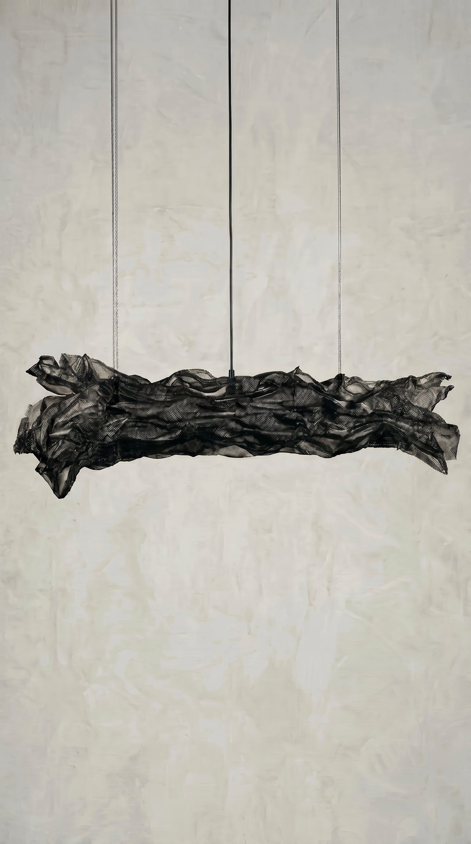 Luminária Pendente Flow Retangular Luminárias MMassuci Preto Absoluto 80cm 