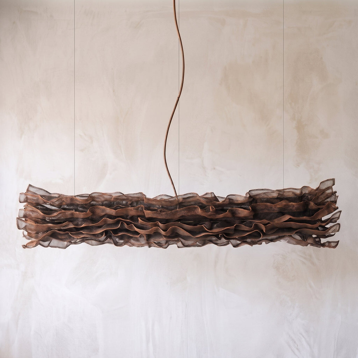 Luminária Pendente Flow Retangular Luminárias MMassuci Preto Acobreado 80cm 
