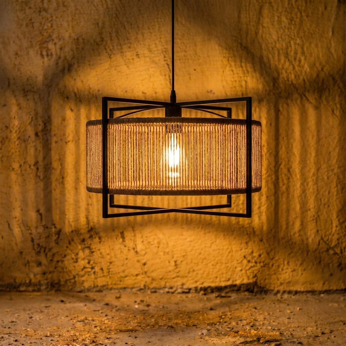 Luminária Pendente Juta Pórtico Luminárias MMassuci 