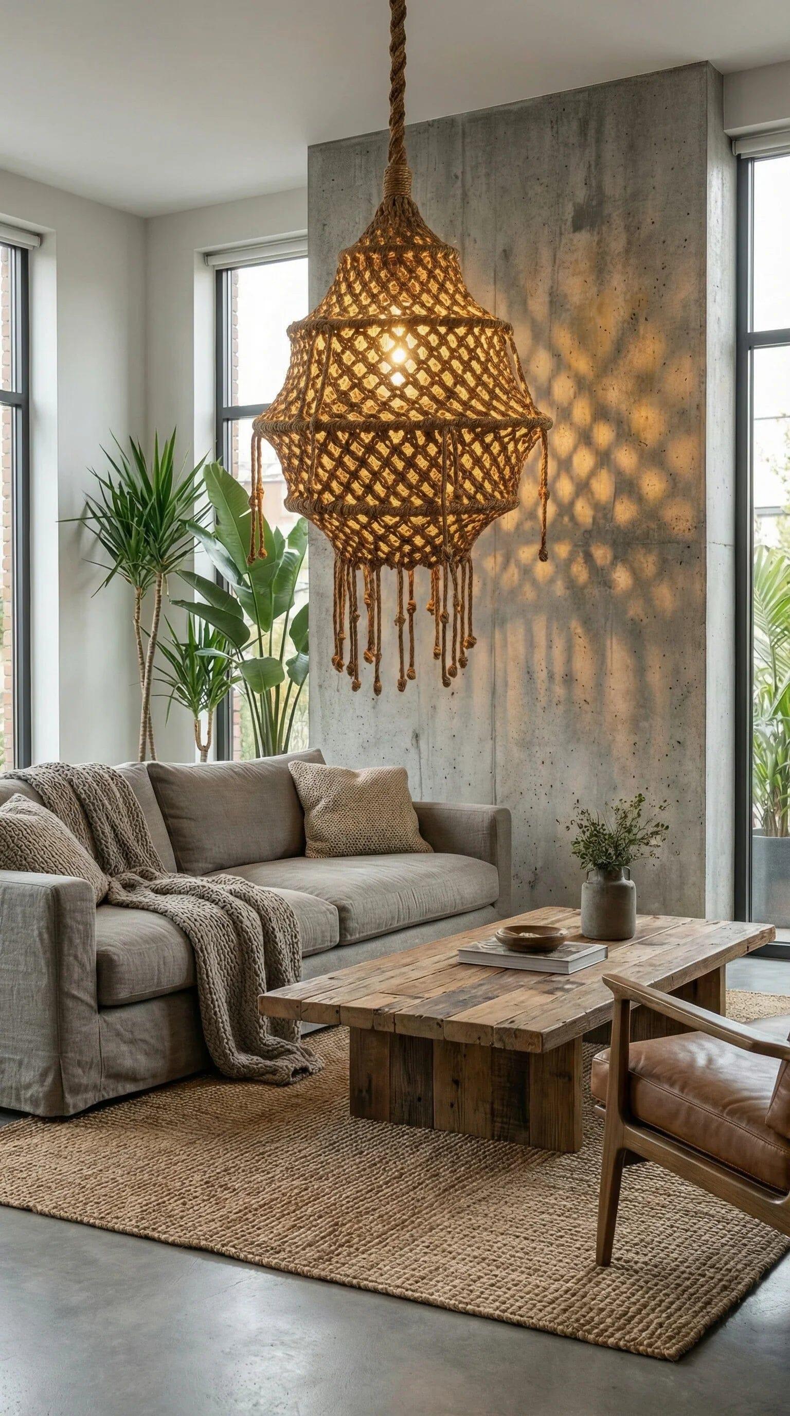 Luminária Pendente Macramê Fio Náutico Alvorada - Ateliê MMassuci