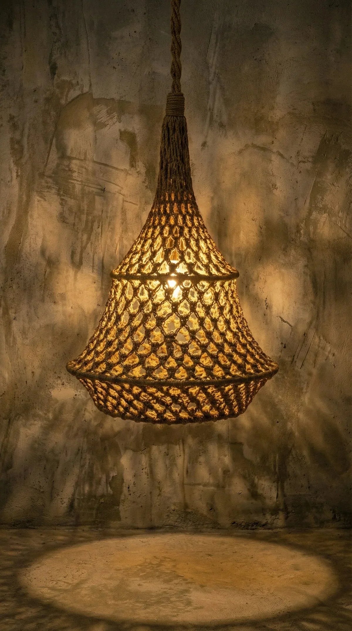 Luminária Pendente Macramê Fio Náutico Maré - Ateliê MMassuci