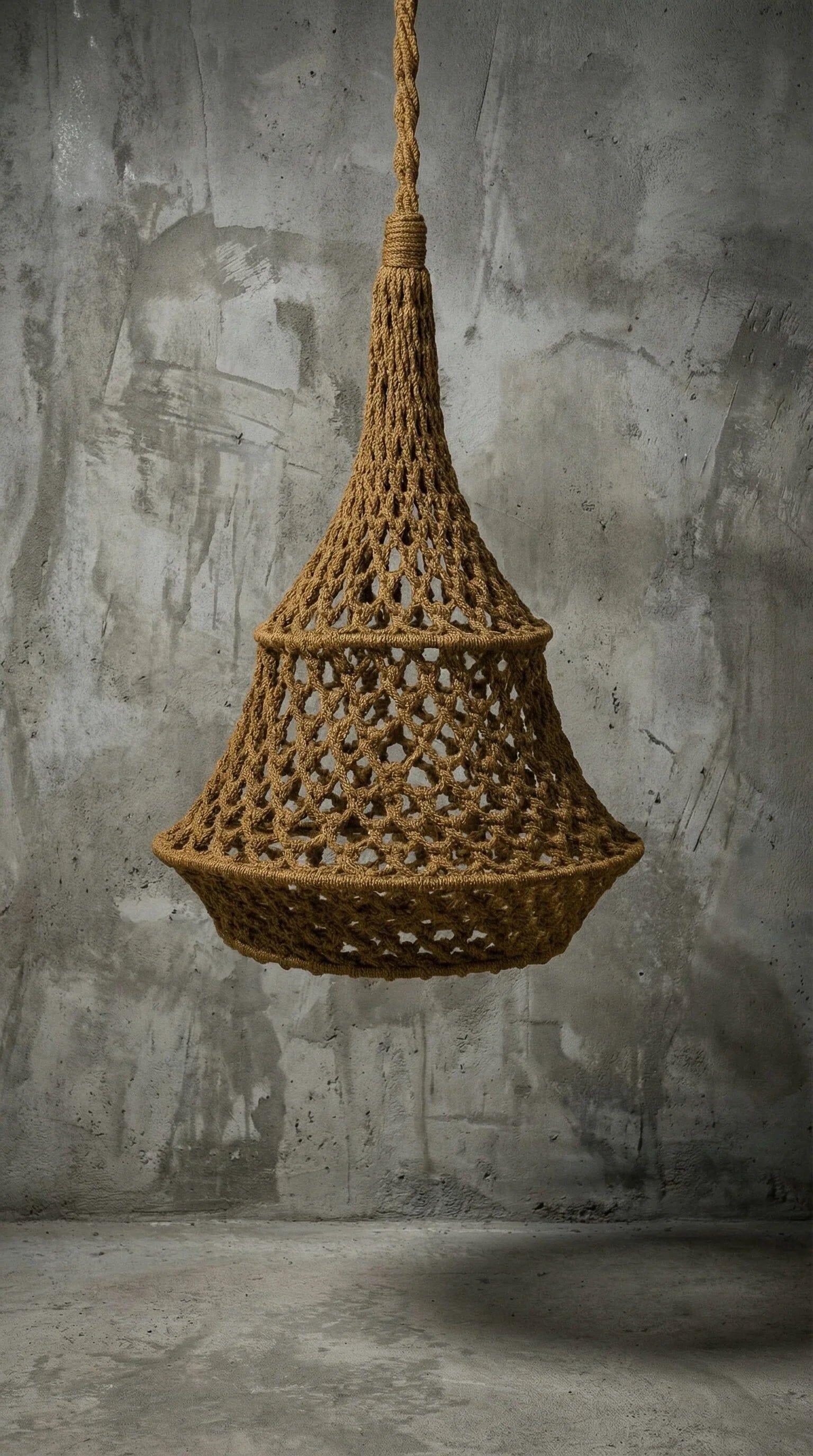 Luminária Pendente Macramê Fio Náutico Maré - Ateliê MMassuci