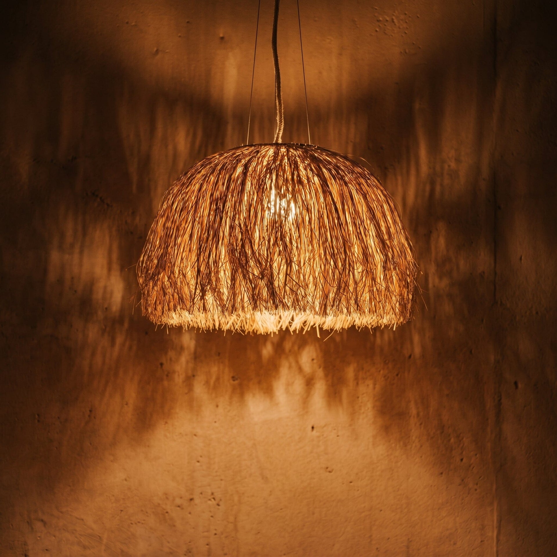 Luminária Pendente Sapê Fio de Buriti Luminárias MMassuci 
