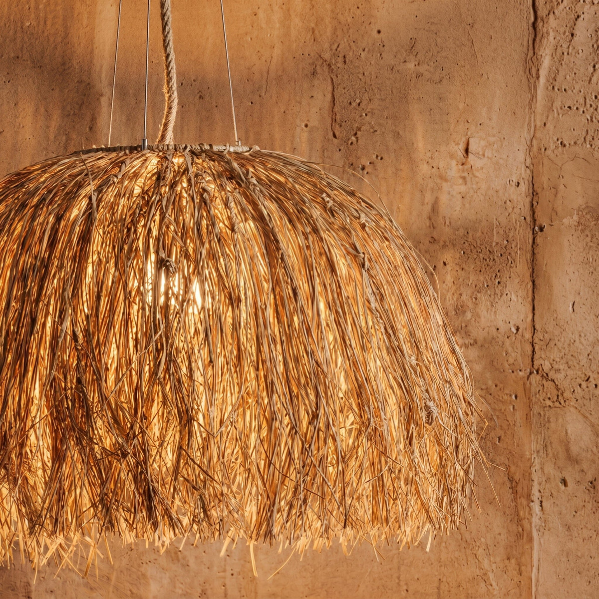 Luminária Pendente Sapê Fio de Buriti Luminárias MMassuci 