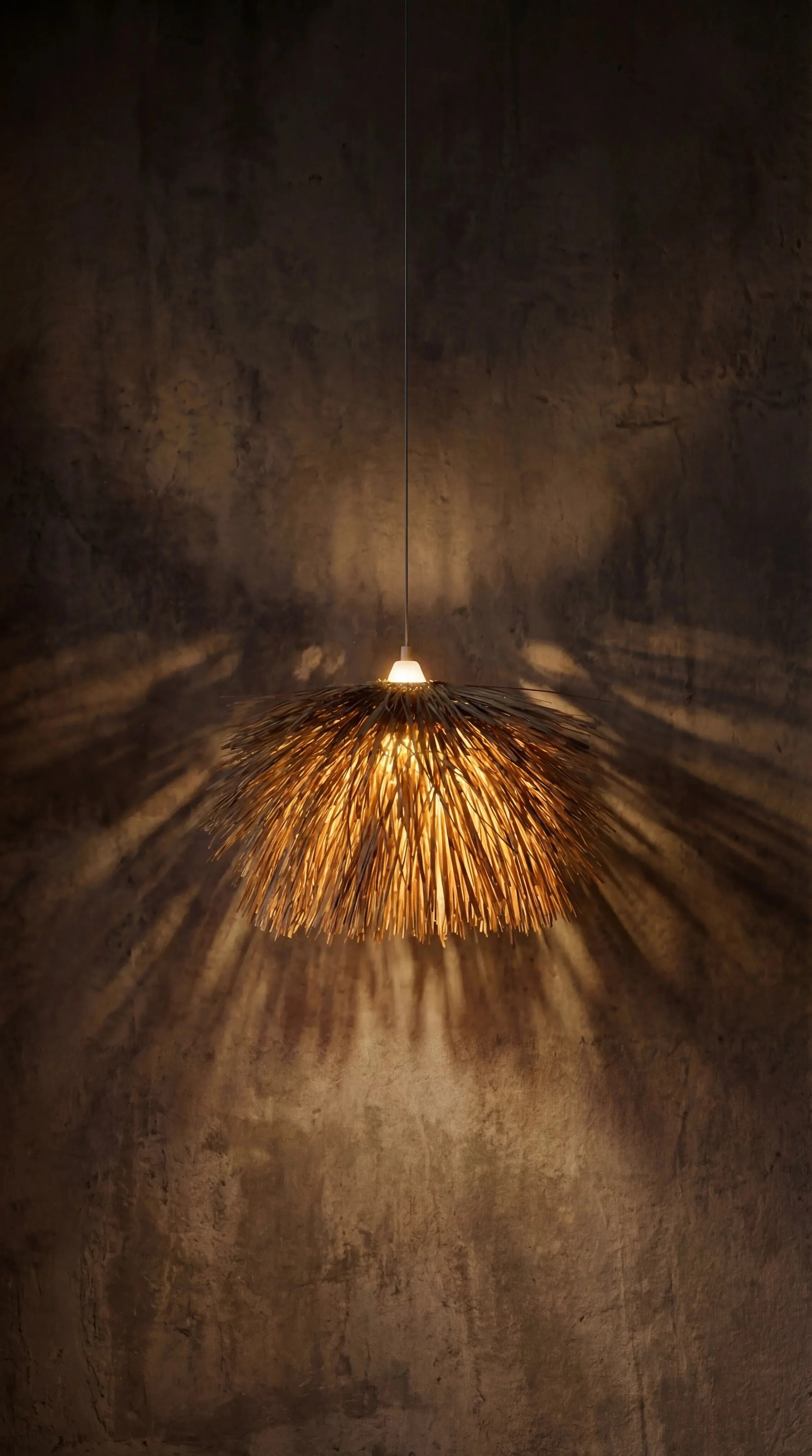 Luminária Pendente Selene Palha de Carnaúba - Ateliê MMassuci