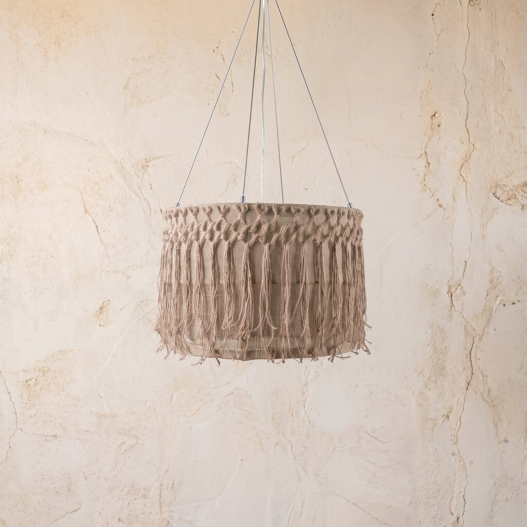 Luminária Pendente Tecido de Juta Luminárias MMassuci 30cm 