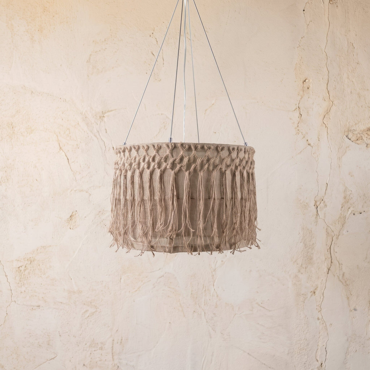 Luminária Pendente Tecido de Juta Luminárias MMassuci 30cm 