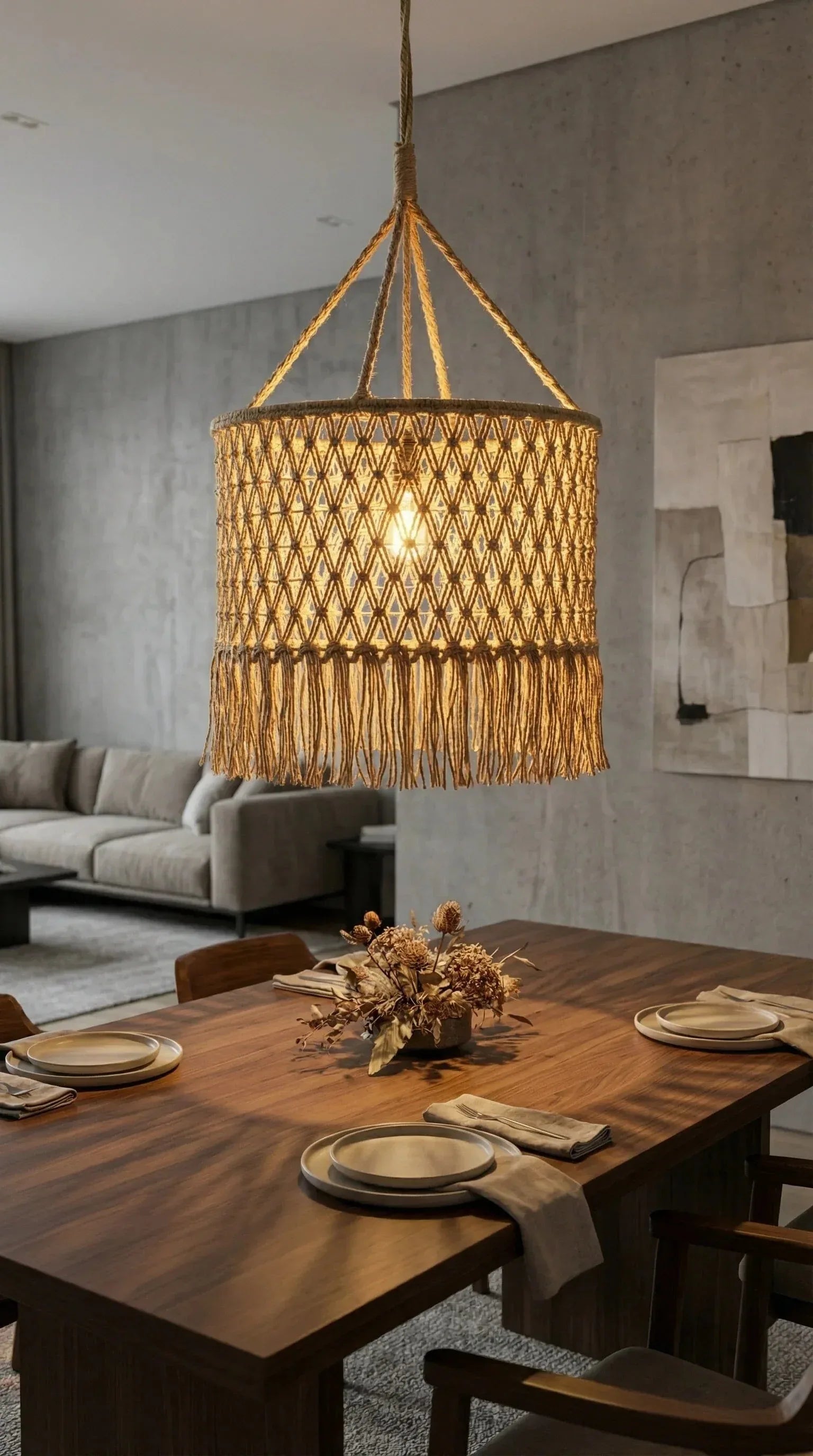 Luminária Pendente Trama Solar Sisal - Ateliê MMassuci