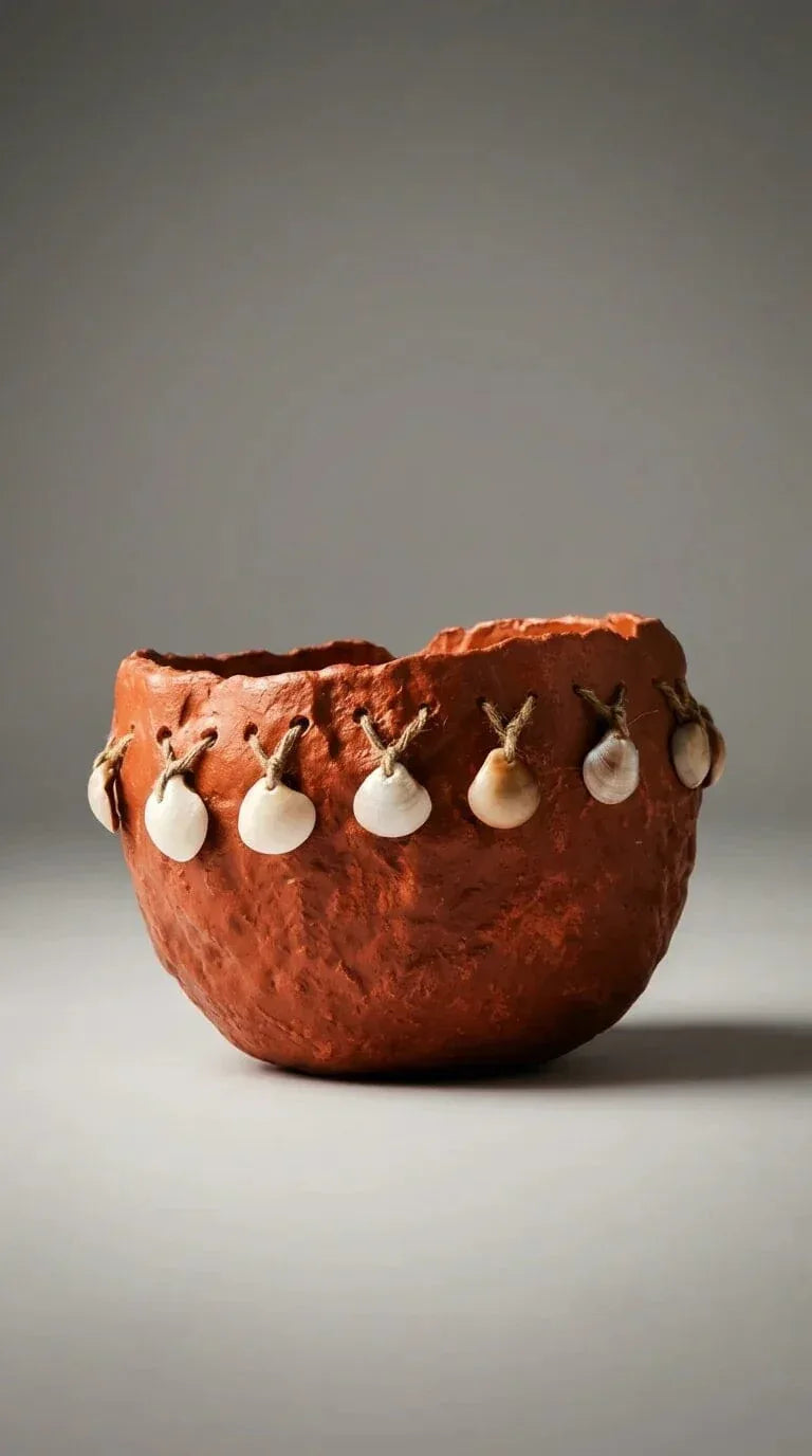 Vaso Ceramica Fria Cobre com Conchas - Ateliê MMassuci