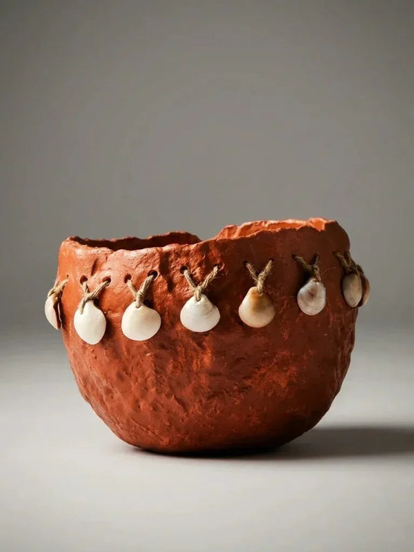 Vaso Ceramica Fria Cobre com Conchas