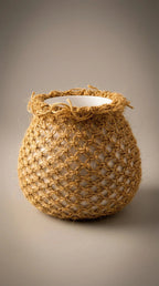 Vaso Cerâmica Fria Macramê Sisal Médio - Ateliê MMassuci